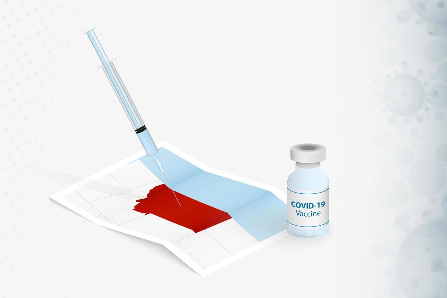 vaccinazione montana, iniezione con vaccino covid-19 nella mappa del montana. vettore