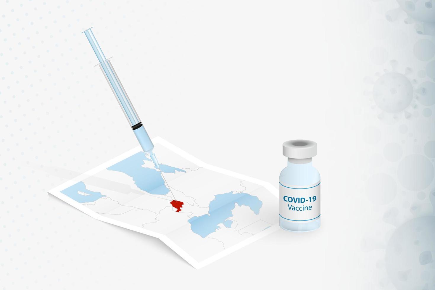 vaccinazione armena, iniezione con vaccino covid-19 nella mappa dell'armenia. vettore