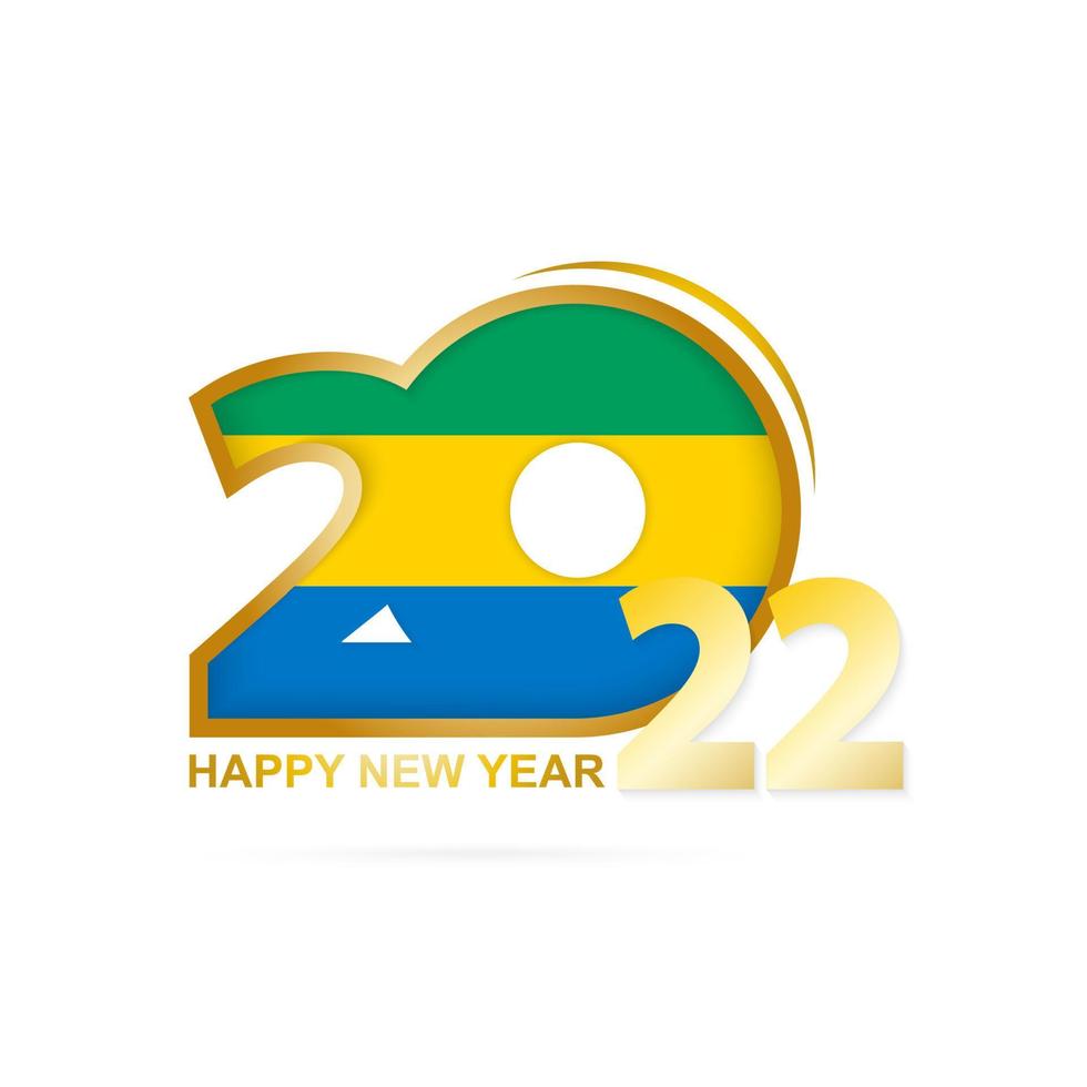 anno 2022 con motivo bandiera gabon. felice anno nuovo design. vettore