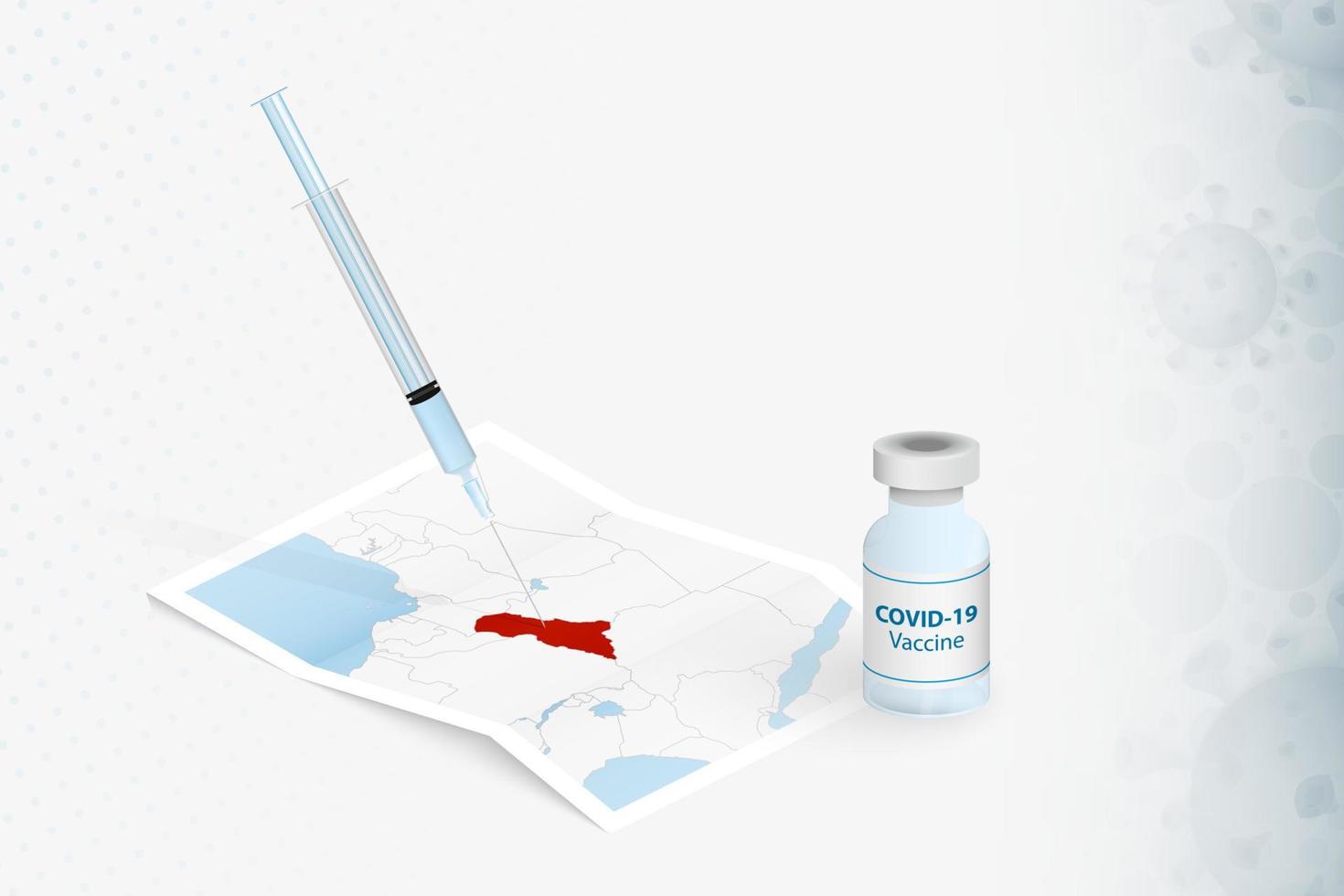 vaccinazione della repubblica centrafricana, iniezione con vaccino covid-19 nella mappa della repubblica centrafricana. vettore