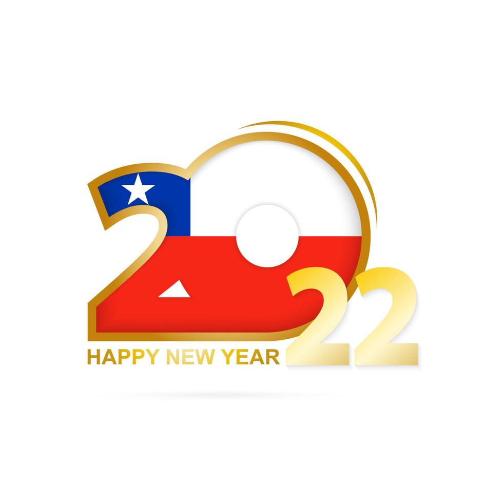 anno 2022 con motivo bandiera cilena. felice anno nuovo design. vettore