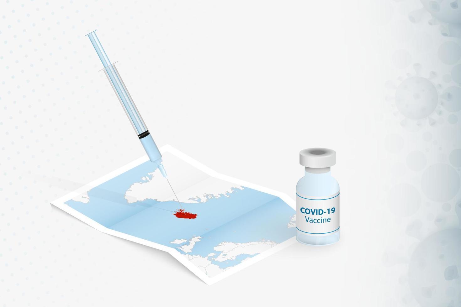 vaccinazione islandese, iniezione con vaccino covid-19 nella mappa dell'islanda. vettore