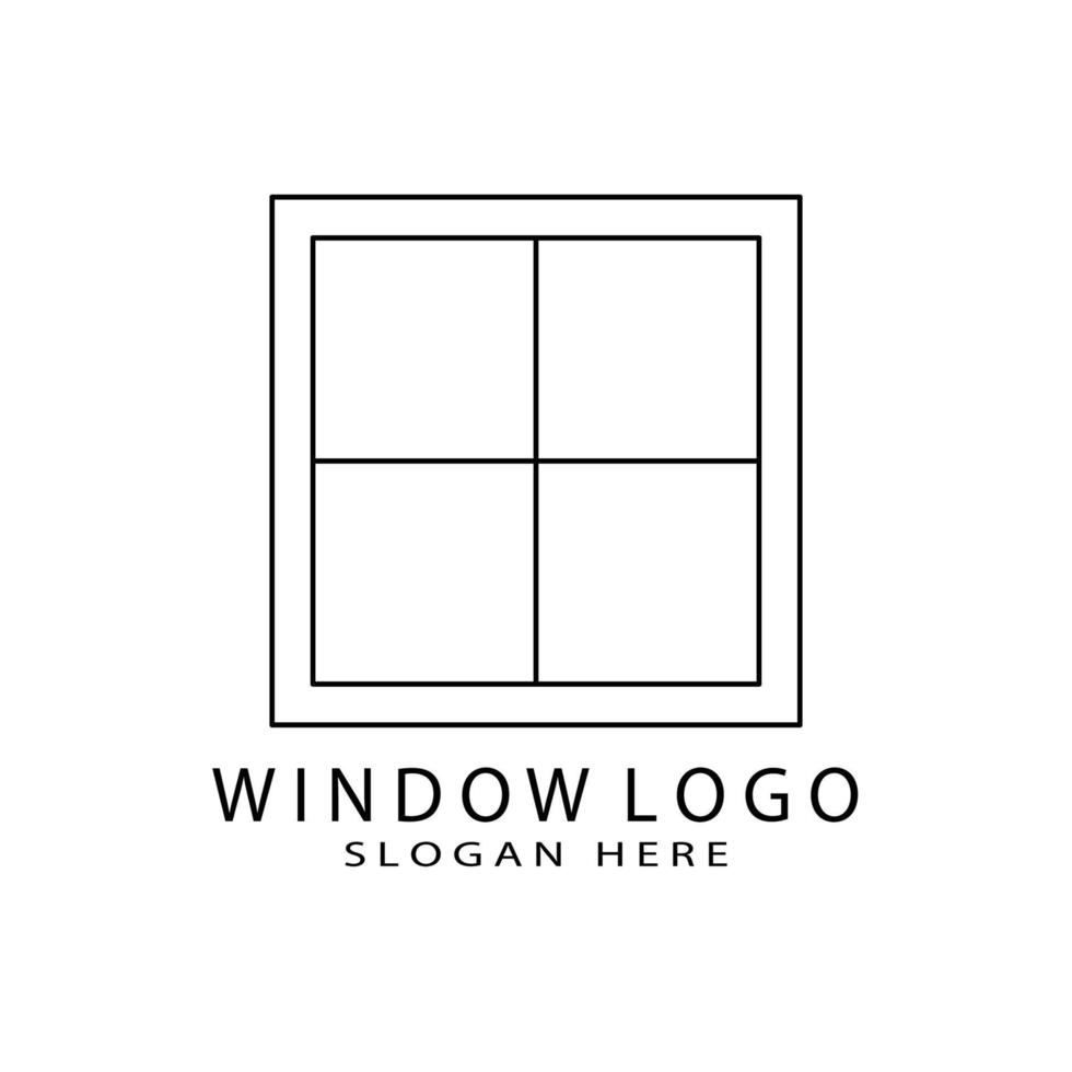 finestra logo illustrazione vettoriale design, line art, minimalista