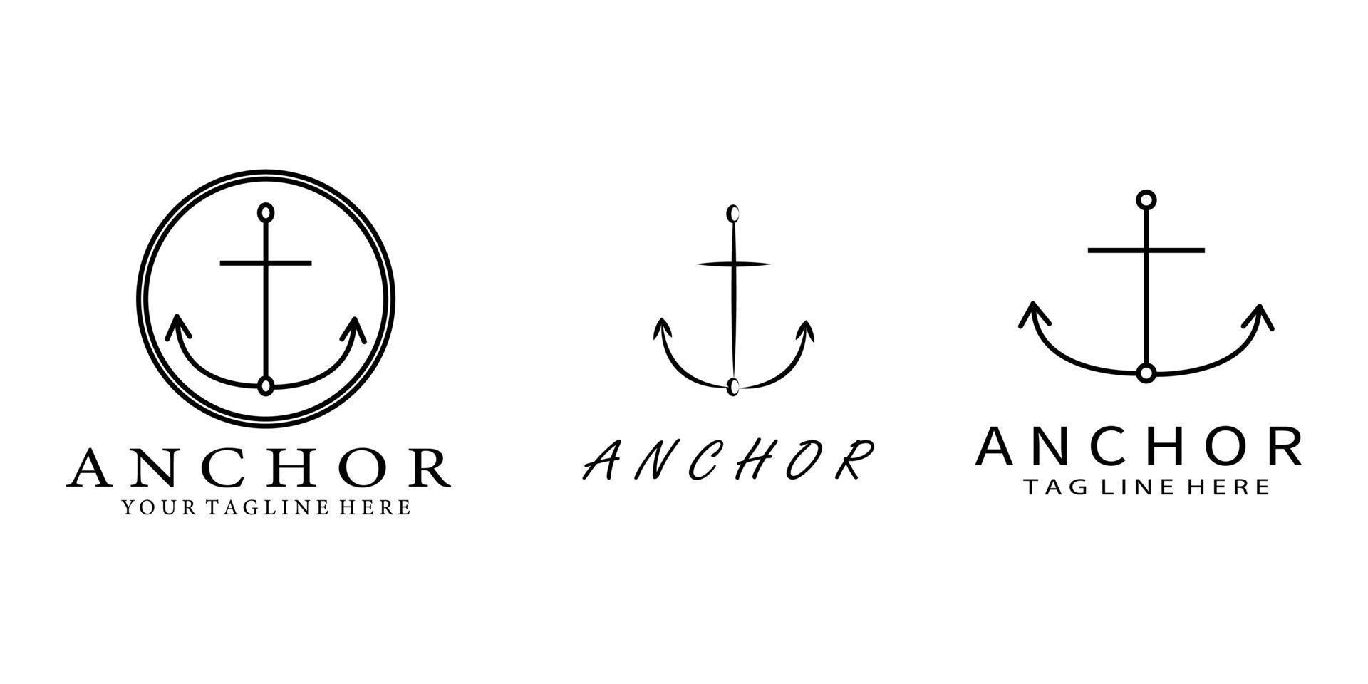 set bundle anchor logo design, icona, vettore, illustrazione, pacchetto vettore
