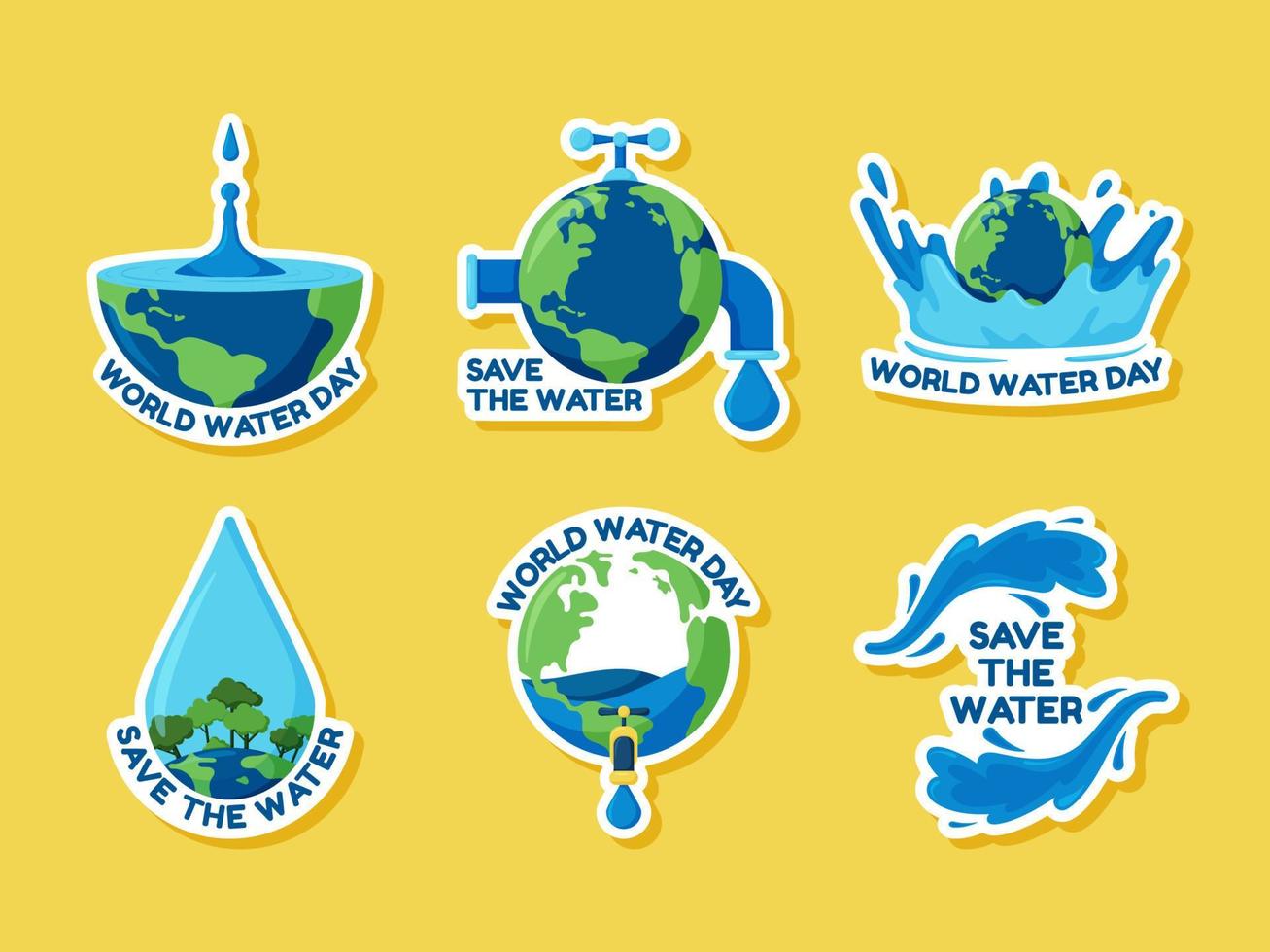 set di adesivi per la giornata mondiale dell'acqua vettore