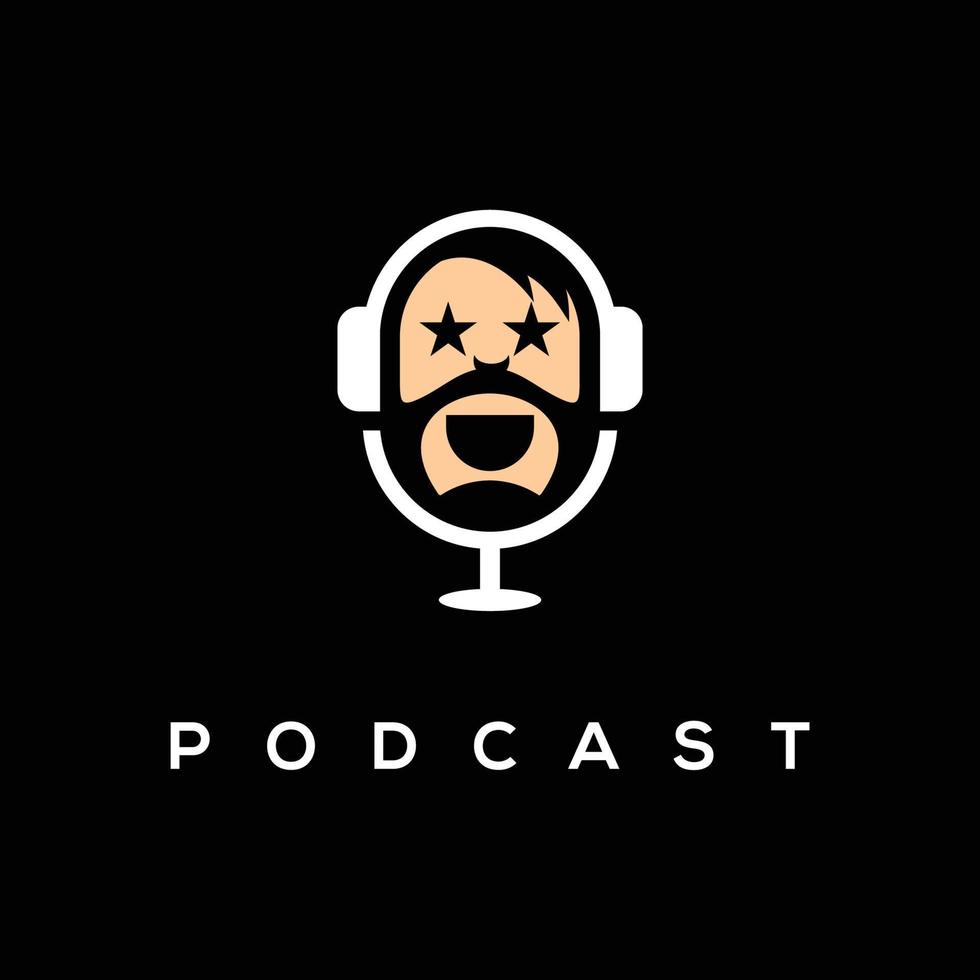 logo podcast, un logo semplice e unico per il tuo canale podcast, elemento di design per logo, poster, carta, banner, emblema, maglietta. illustrazione vettoriale