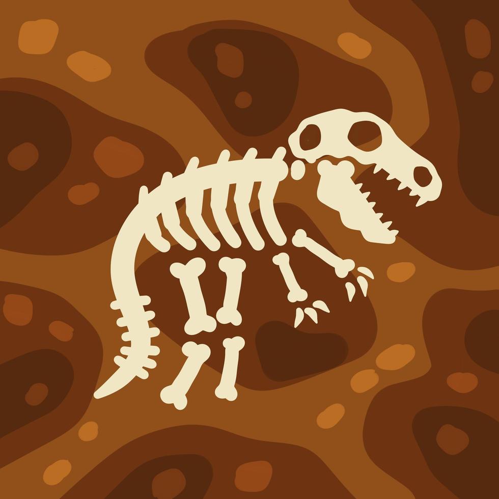 scheletro di dinosauro. ossa di una lucertola preistorica. archeologia e scavi. vettore