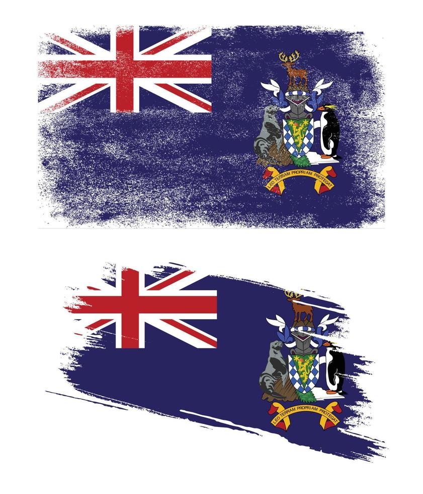 bandiera della georgia del sud e delle isole sandwich del sud in stile grunge vettore