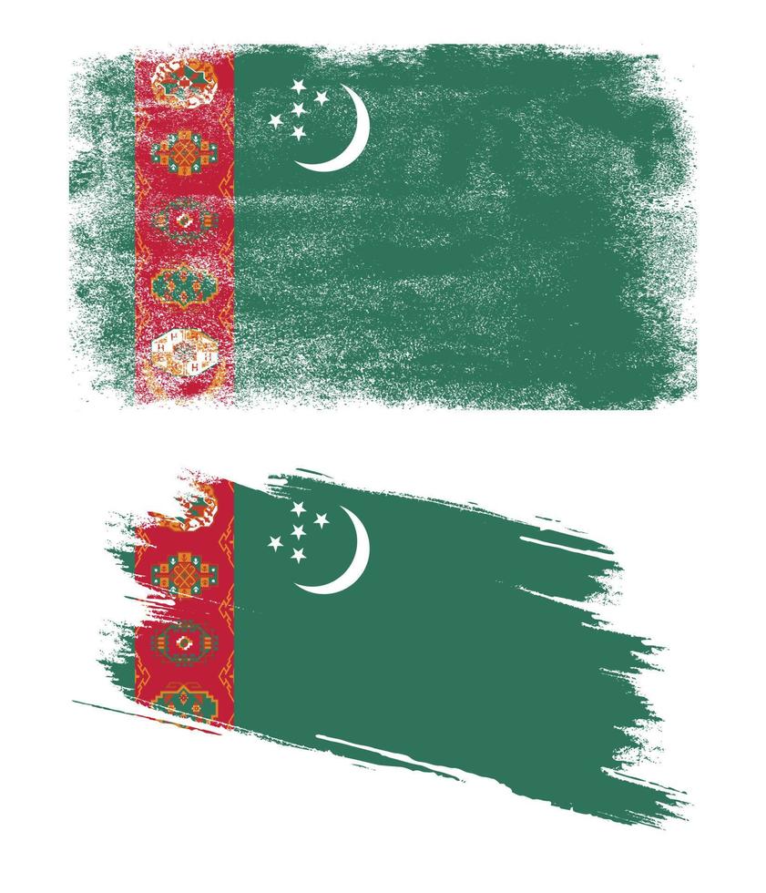 bandiera del Turkmenistan con texture grunge vettore