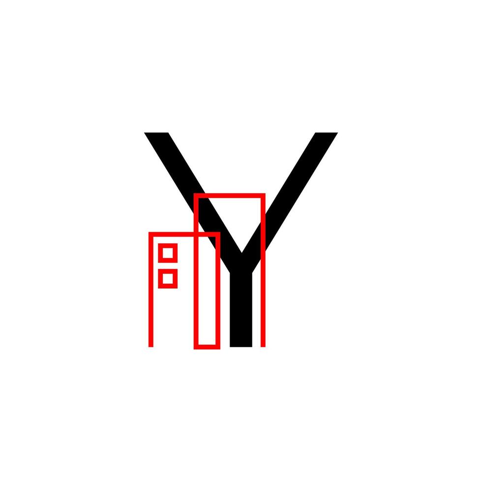 lettera y con elemento di design del logo vettoriale della decorazione dell'edificio