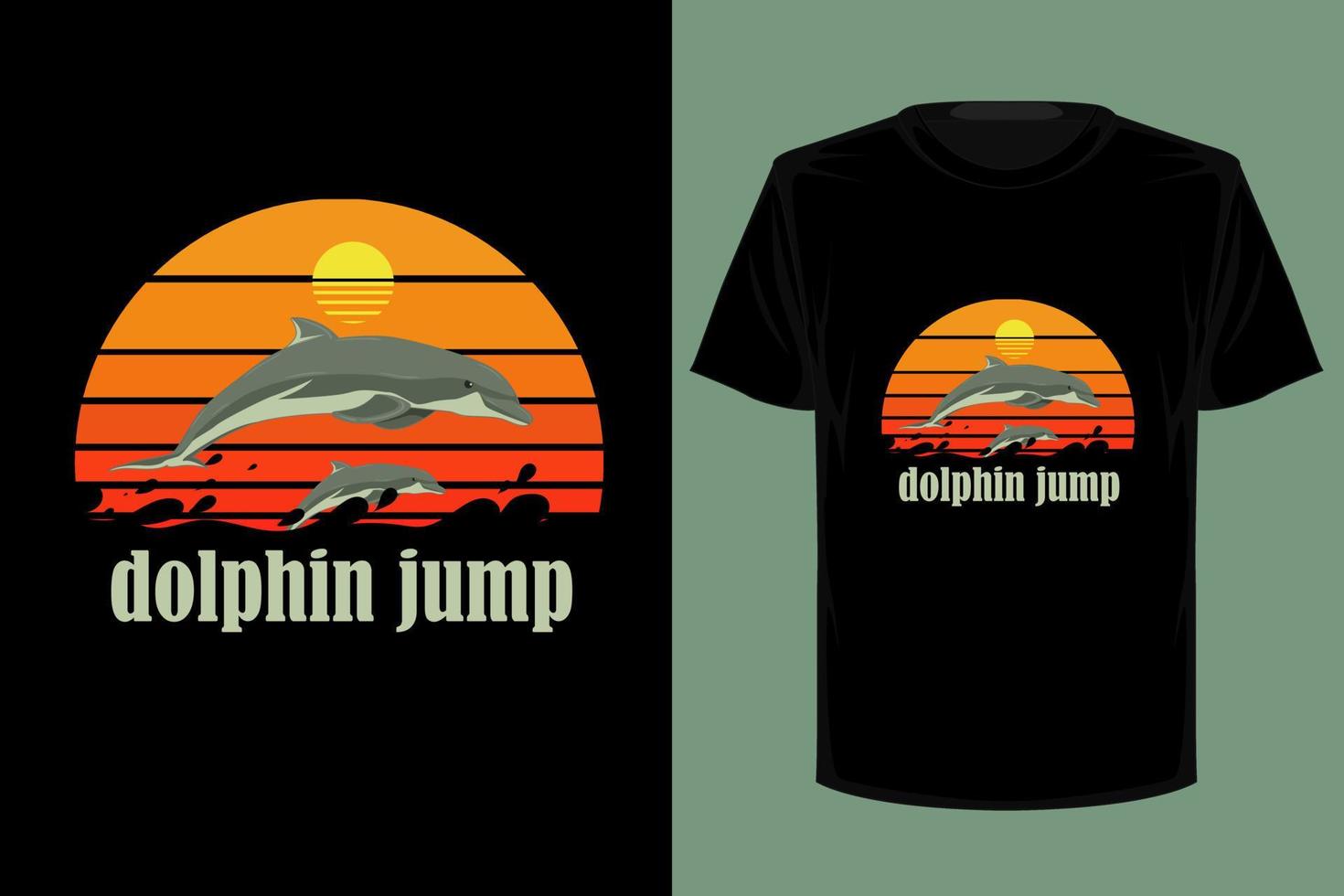 delfino salto design retrò vintage t-shirt vettore