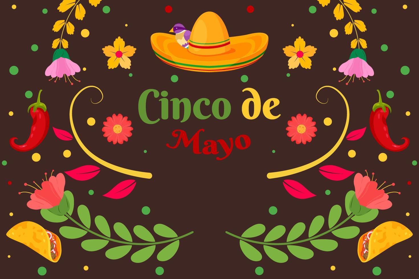 sfondo di celebrazione piatto cinco de mayo vettore