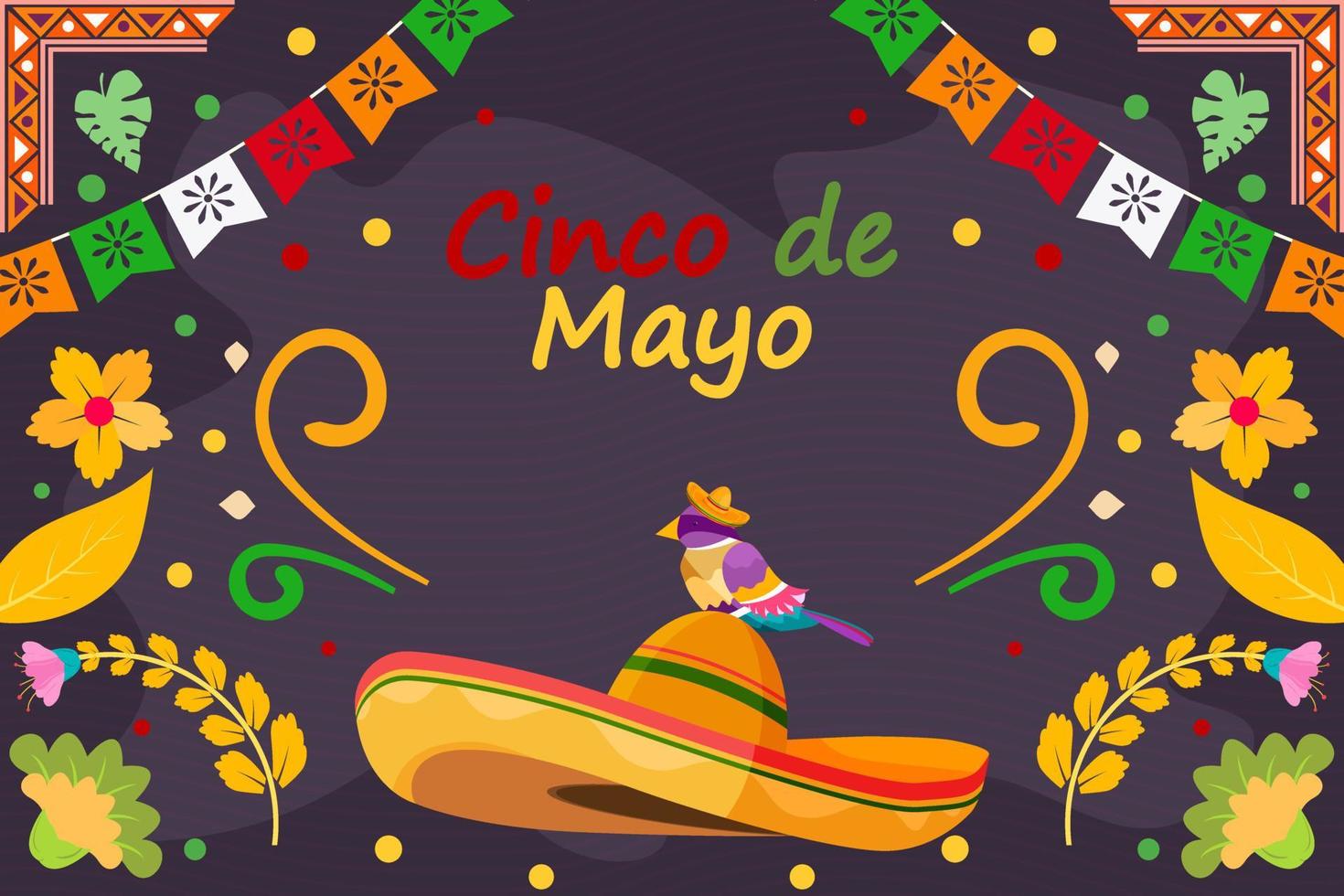 sfondo del festival di celebrazione di cinco de mayo piatto vettore