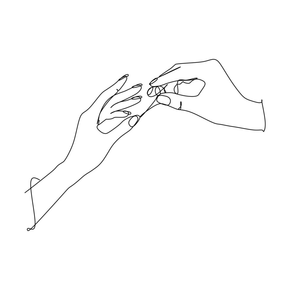 illustrazione vettoriale di disegno a linea continua. segno e simbolo dei gesti delle mani. singola linea di disegno continua. doodle disegnato a mano di arte di stile isolato sull'illustrazione bianca del fondo.