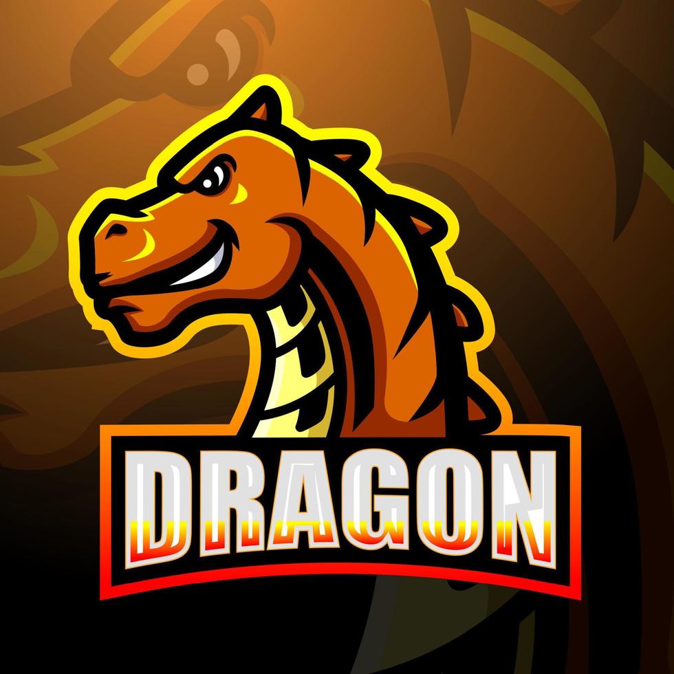 design del logo esport della mascotte del drago vettore