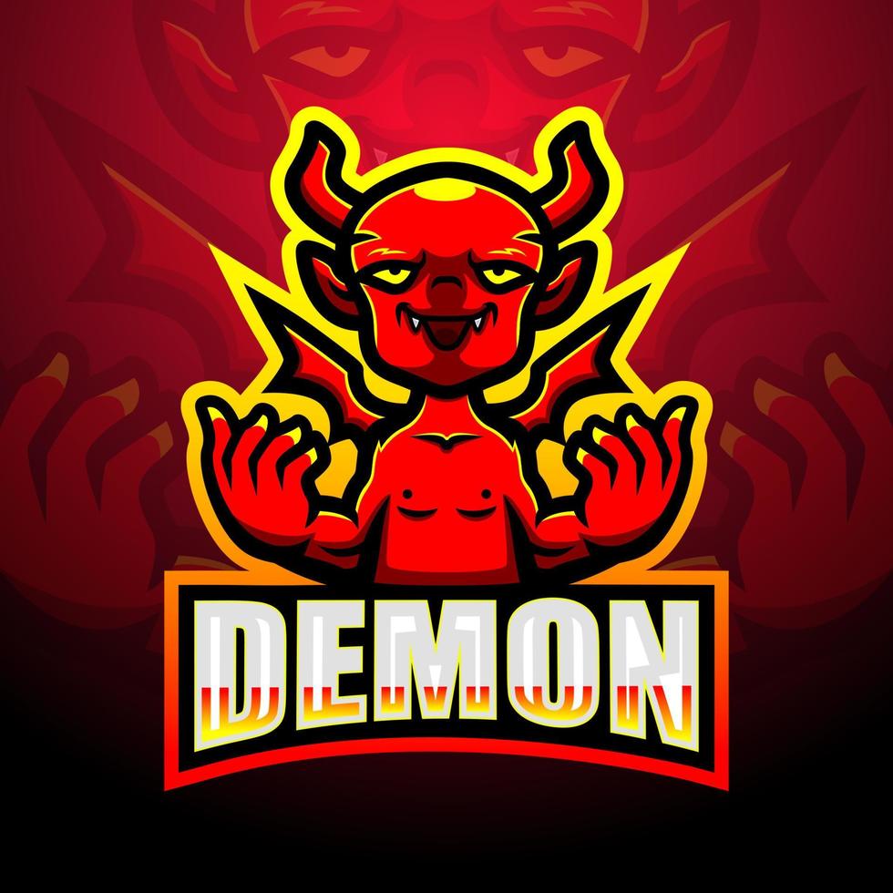 design del logo esport della mascotte del demone vettore