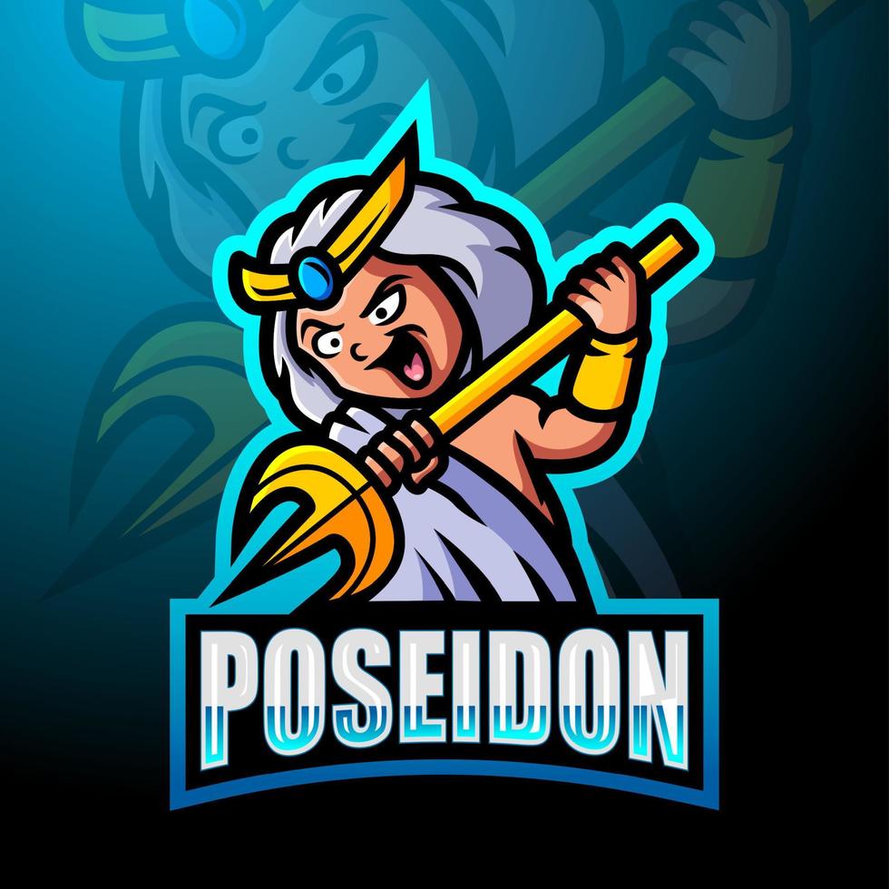 disegno del logo esport mascotte poseidon vettore