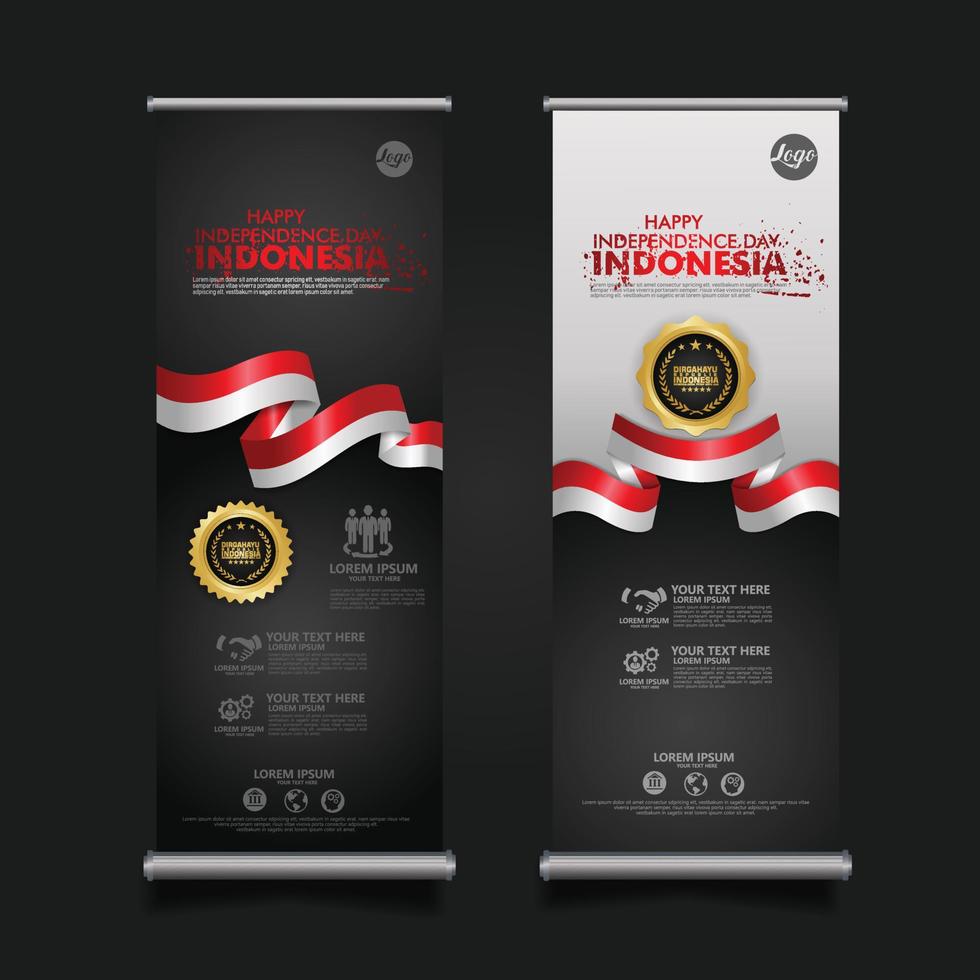 celebrazione del giorno dell'indipendenza dell'indonesia, illustrazione del modello vettoriale di progettazione del set di banner