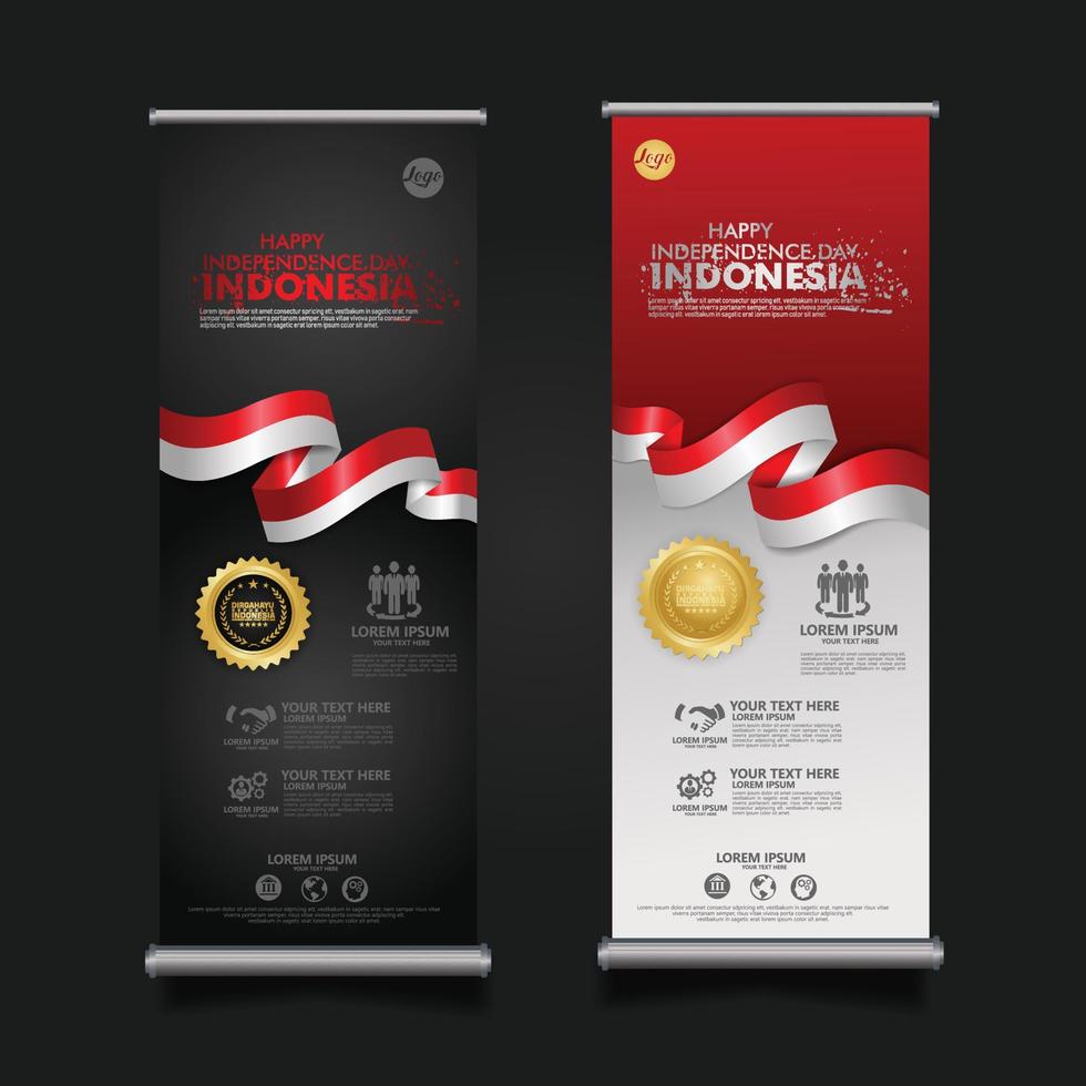 celebrazione del giorno dell'indipendenza dell'indonesia, illustrazione del modello vettoriale di progettazione del set di banner