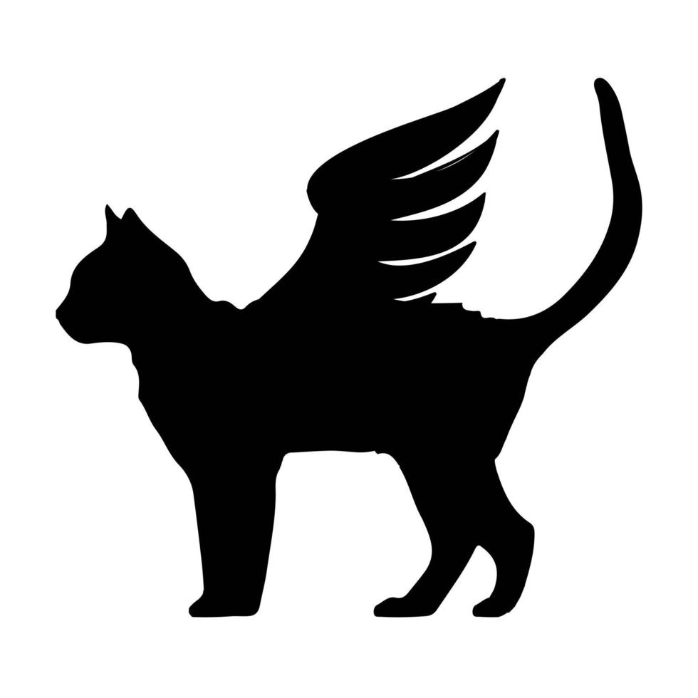 sagoma di un gatto con l'icona di vettore delle ali