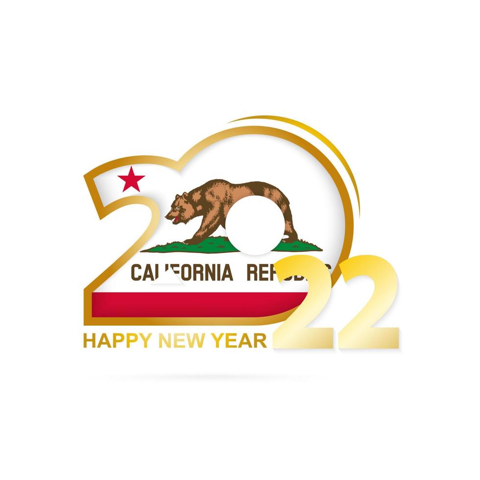 anno 2022 con motivo bandiera california. felice anno nuovo design. vettore