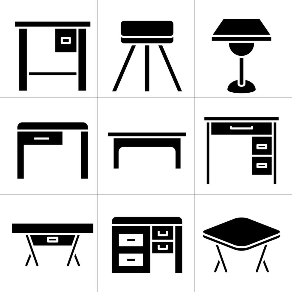 icone di tavolo e scrivania vettore