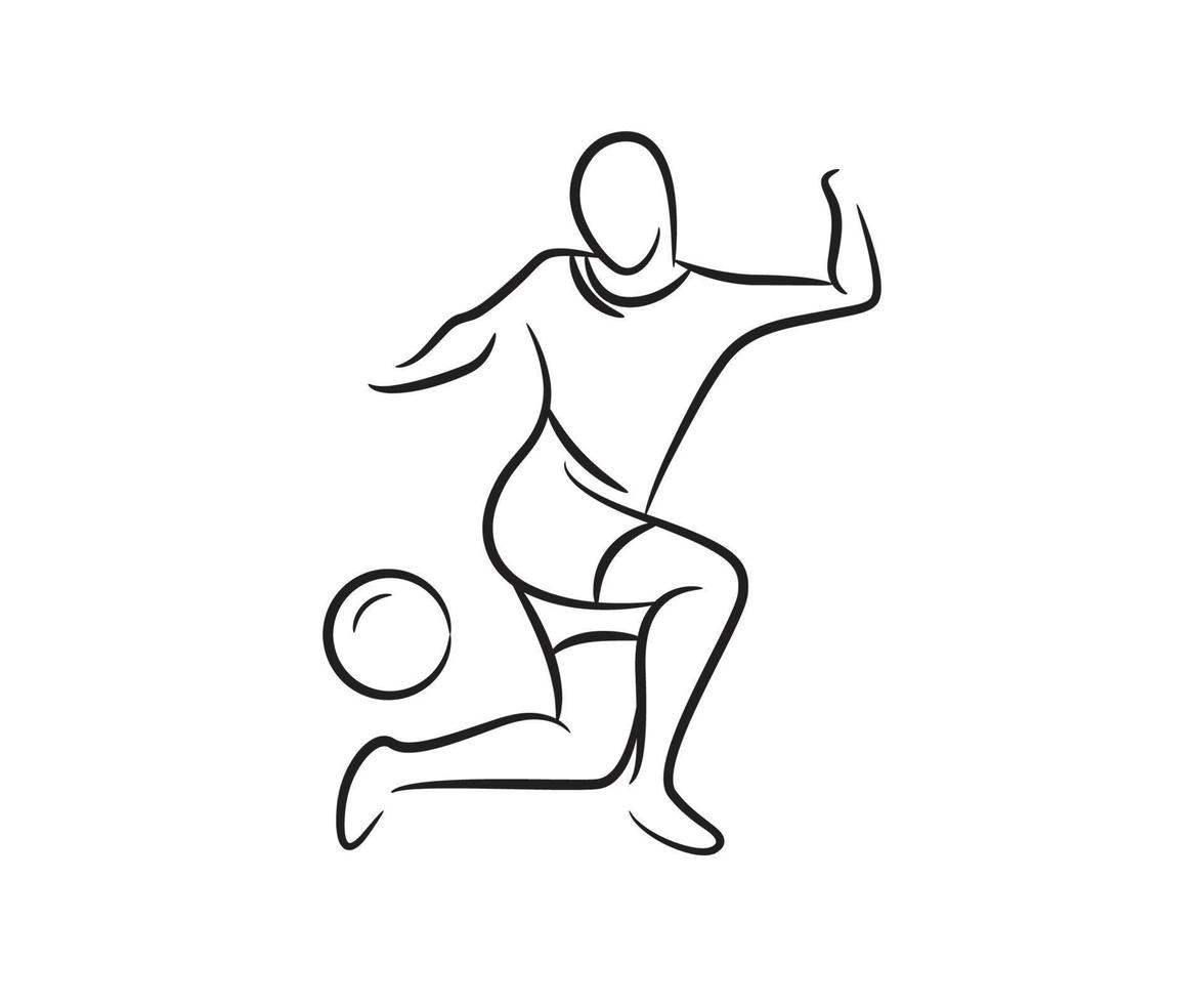 illustrazione al tratto del giocatore di calcio disegnata a mano vettore