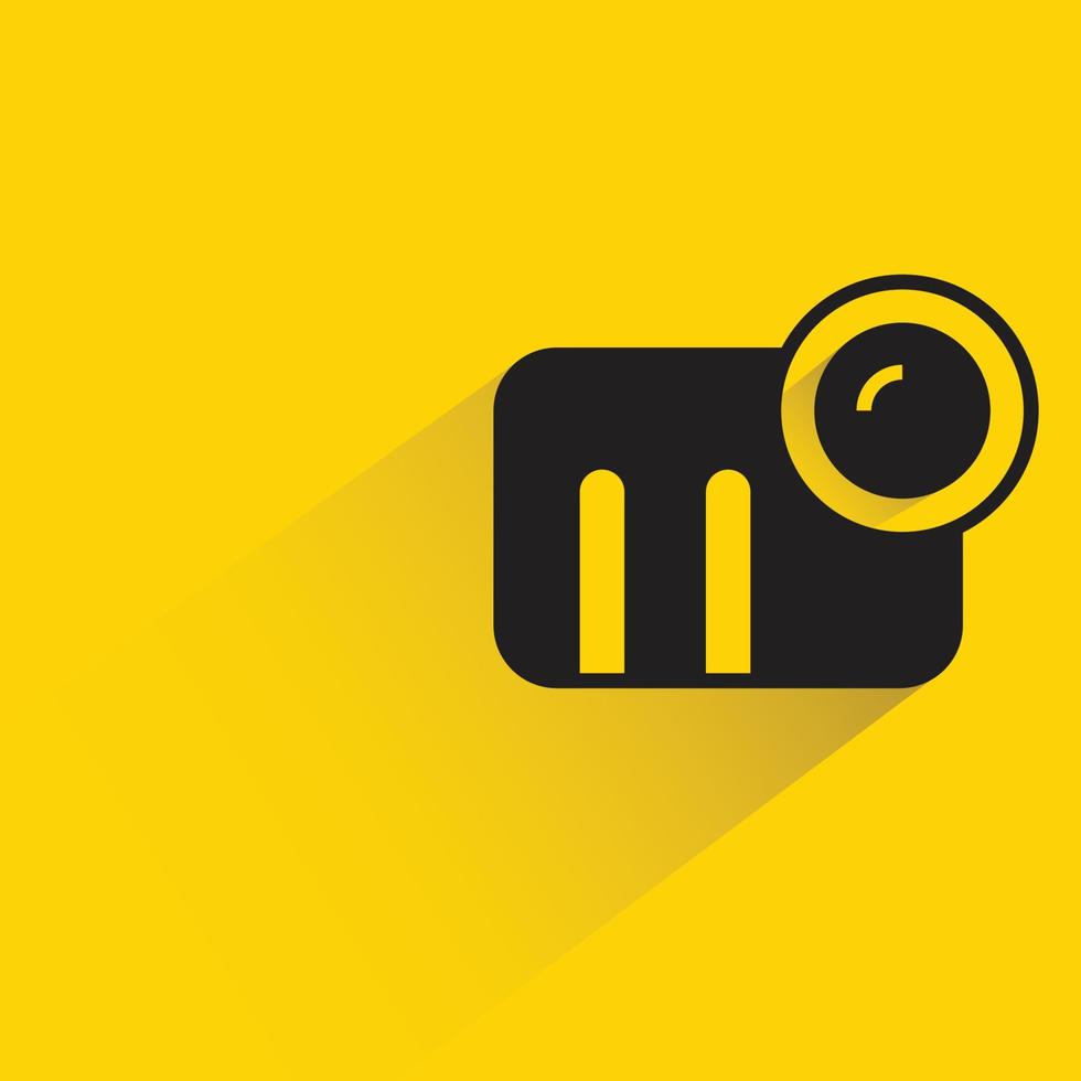 videocamera icona sfondo giallo vettore