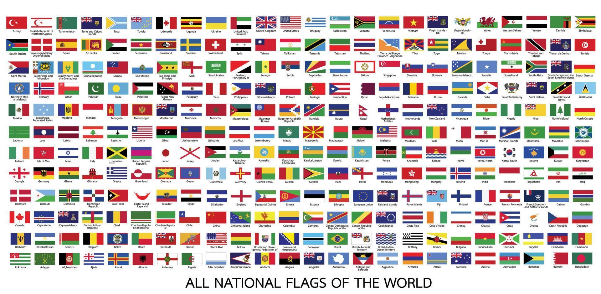tutte le bandiere nazionali ufficiali del mondo vettore