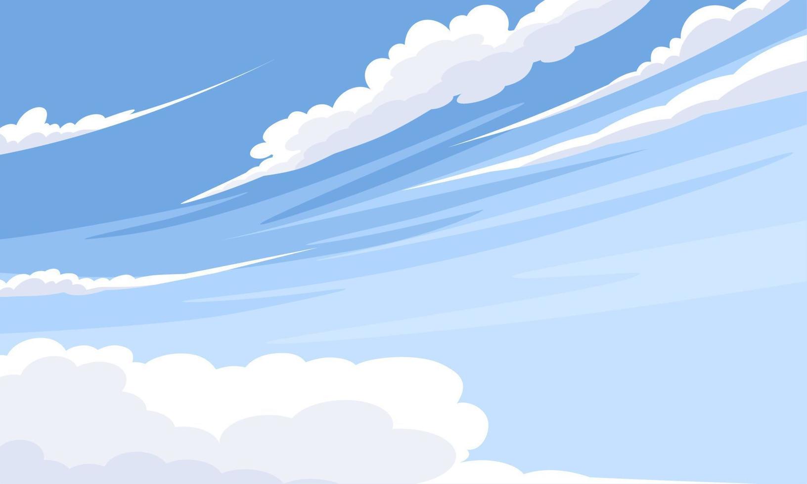 illustrazione vettoriale, cielo blu con nuvole bianche, come immagine di sfondo o banner, giornata internazionale dell'aria pulita per i cieli blu. vettore