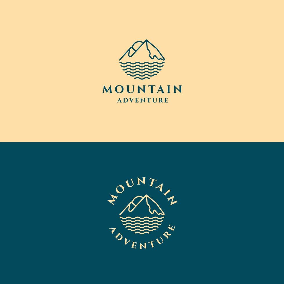 vettore premium del modello di progettazione dell'icona del logo dell'avventura in montagna