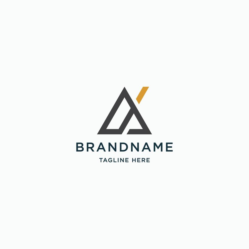 lettera a triangolo logo design template illustrazione vettoriale