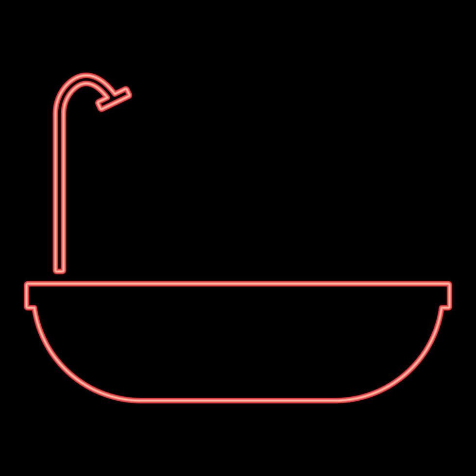 neon bagno colore rosso illustrazione vettoriale immagine in stile piatto