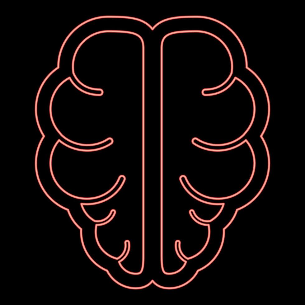 neon cervello colore rosso illustrazione vettoriale immagine in stile piatto