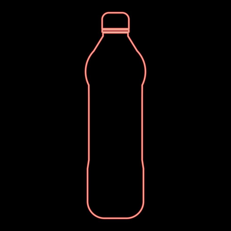 neon acqua bottiglia di plastica colore rosso illustrazione vettoriale immagine in stile piatto