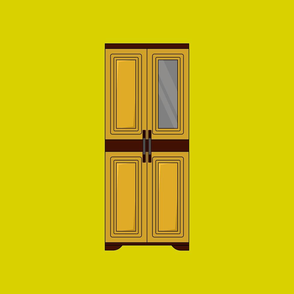 armadio in legno vettoriale per sfondo interno giallo