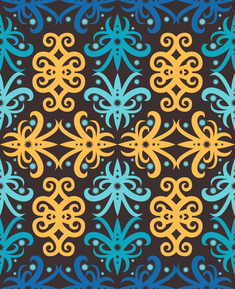 patern senza cuciture di dayak etnico pattern.traditional tessuto indonesiano motivo.borneo pattern. ispirazione per il design vettoriale. tessuto creativo per moda o stoffa vettore