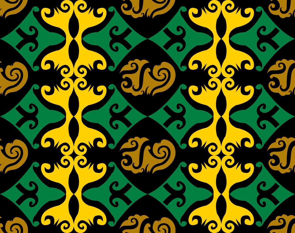 patern senza cuciture di dayak etnico pattern.traditional tessuto indonesiano motivo.borneo pattern. ispirazione per il design vettoriale. tessuto creativo per moda o stoffa vettore