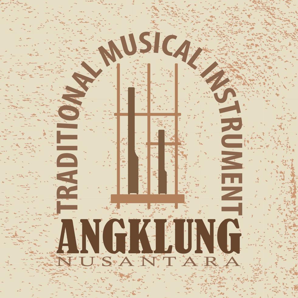 logo vintage angklung. con trame di sfondo. utilizzato per icone, emblemi, loghi, temi vettore