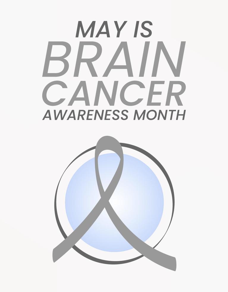 concetto di mese di consapevolezza del cancro al cervello. banner con testo e nastro grigio. illustrazione vettoriale. vettore