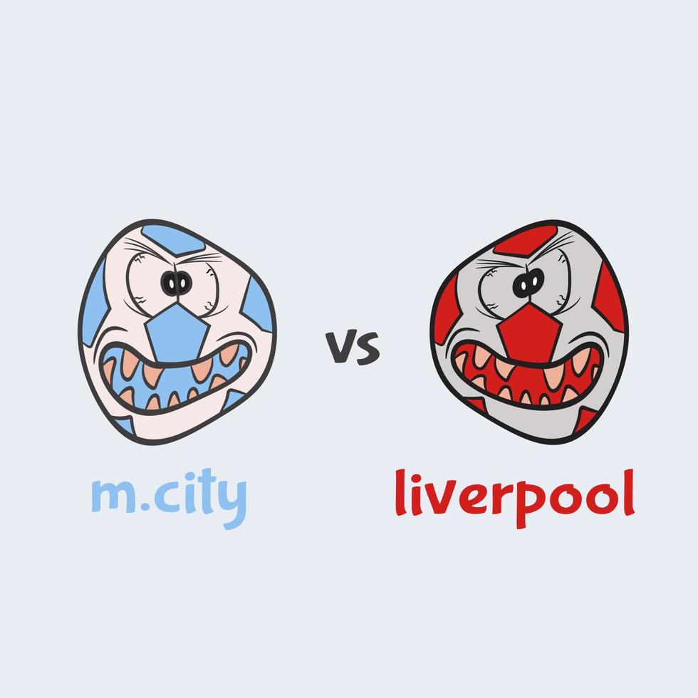 mostro mascotte per champions cup tra m city vs liverpool. vettore