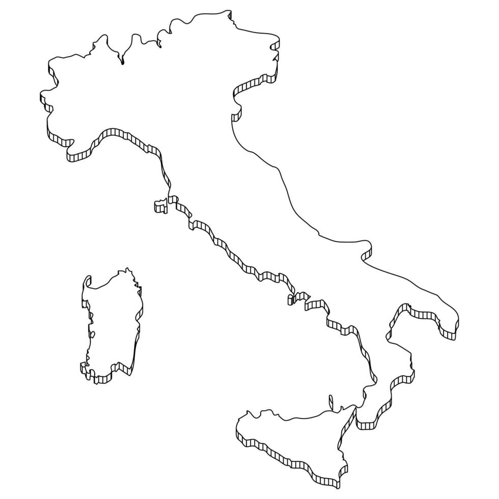 mappa dell'italia con contorno 3d geometrico. vettore