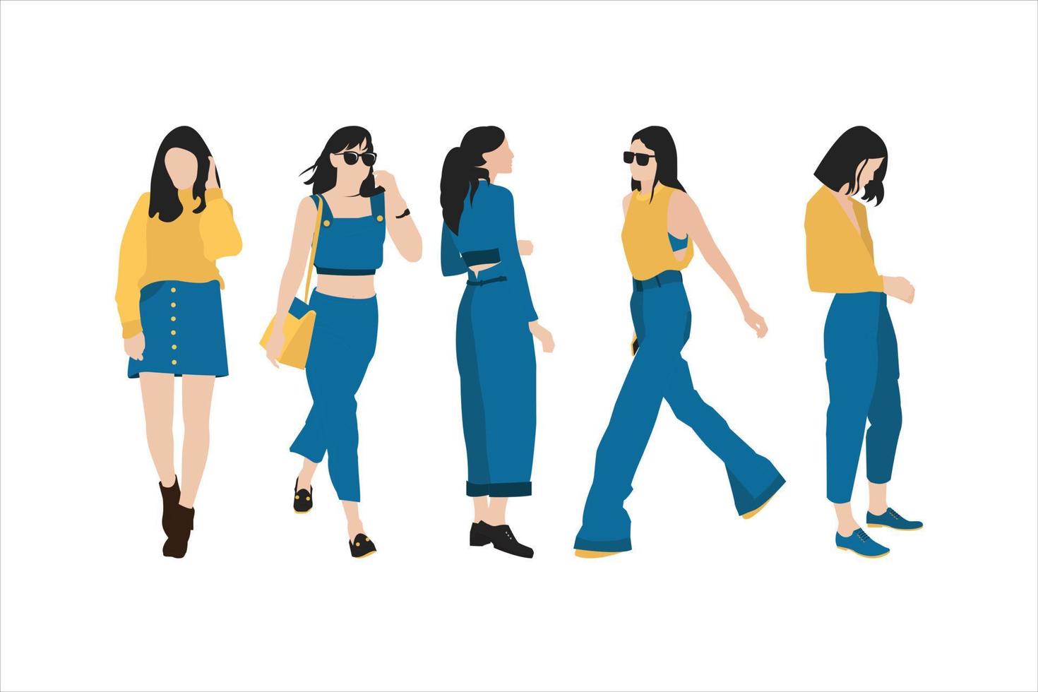 illustrazione vettoriale di donne casual bundle