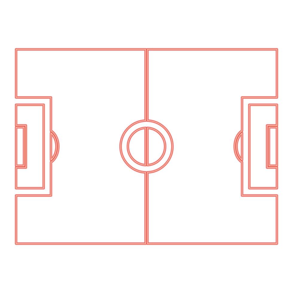campo da calcio al neon colore rosso illustrazione vettoriale immagine in stile piatto
