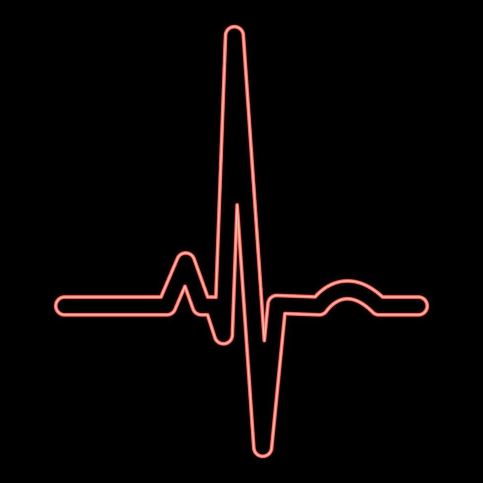 neon ritmo cardiaco ekg colore rosso illustrazione vettoriale immagine in stile piatto