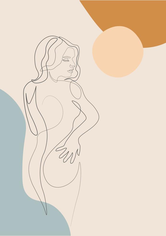 linea continua di volti surreali, disegno di volti e acconciature, concetto di moda, bellezza femminile, minimalista, illustrazione vettoriale, piuttosto sexy. ritratto contemporaneo vettore