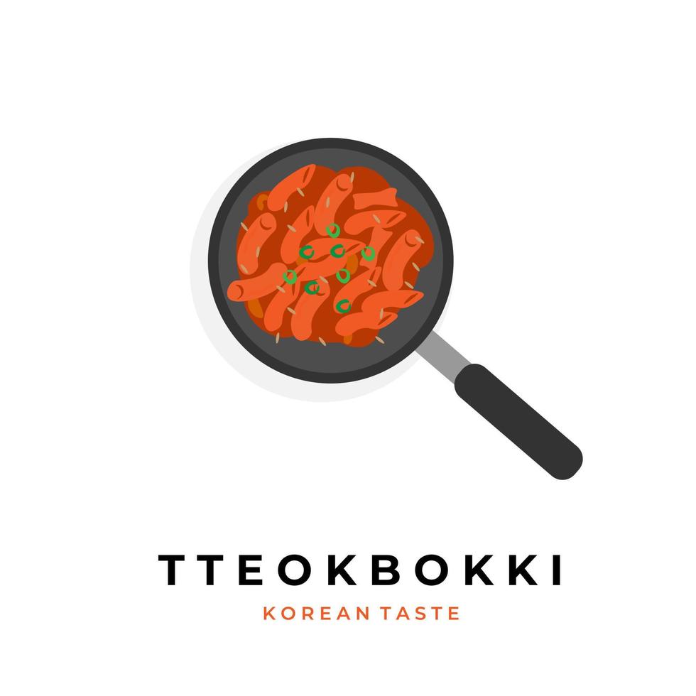 illustrazione vettoriale di cibo di strada coreano tteokbokki piccante bollito caldo