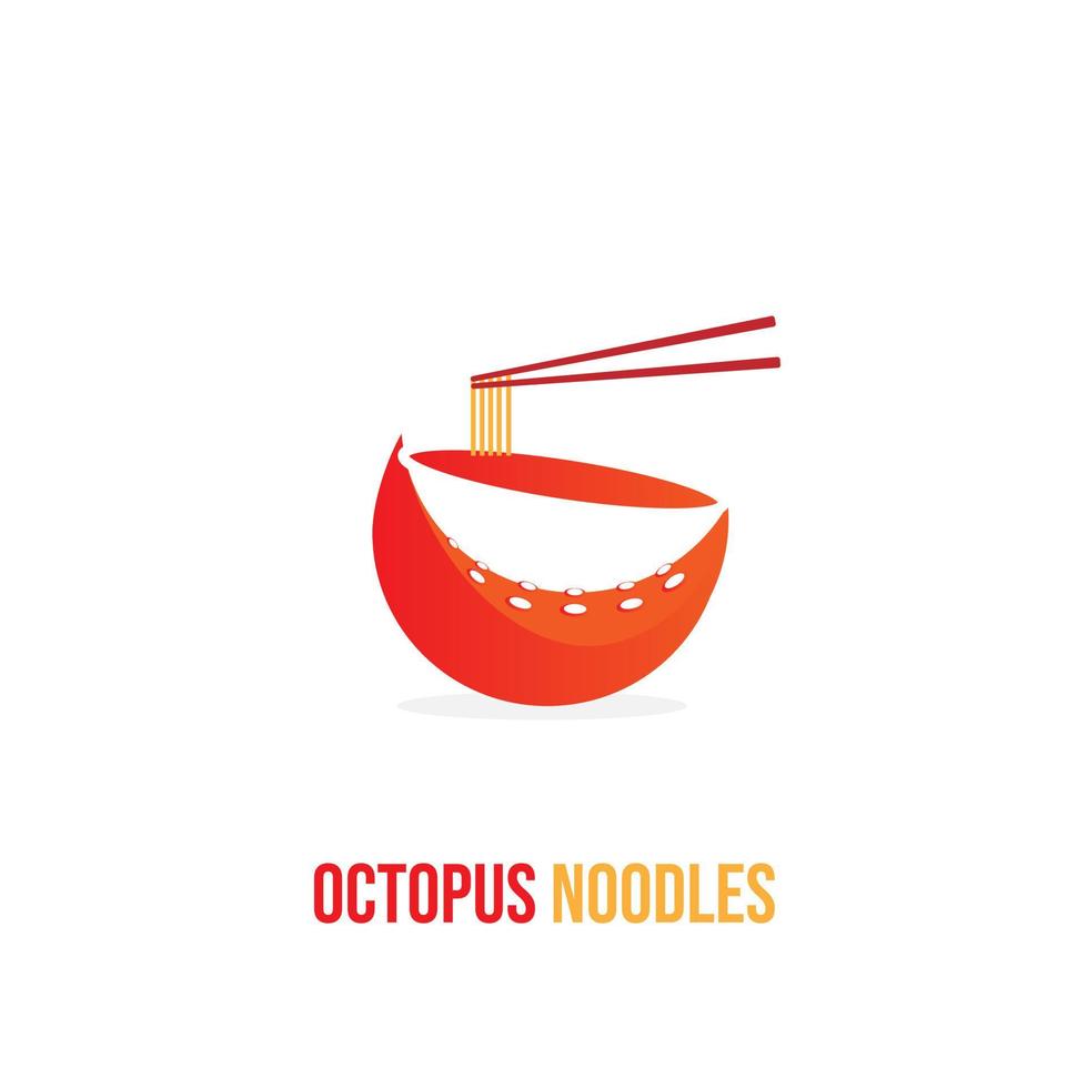 logo dell'illustrazione della tagliatella di ramen caldo e gradiente del tentacolo vettore