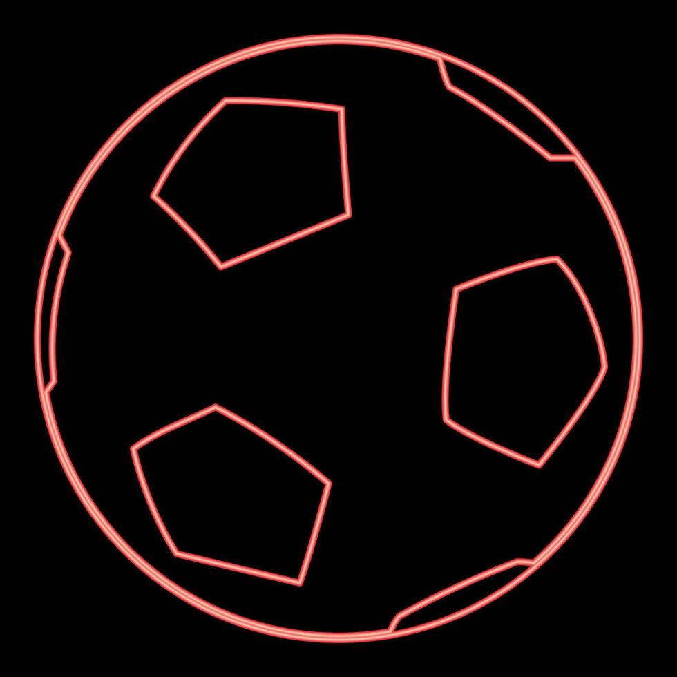 neon pallone da calcio colore rosso illustrazione vettoriale immagine in stile piatto