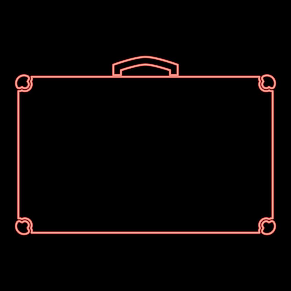 immagine di stile piatto illustrazione vettoriale di colore rosso valigia al neon